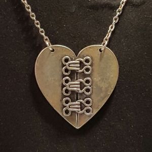 Bronze Mended Broken Heart Necklace 22"
